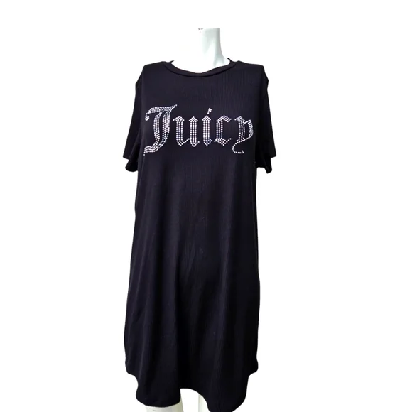 Juicy Couture Women’s  Black T-Shirt Dress Size L - Picture 2 of 12